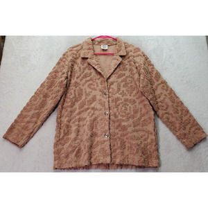 Produce Company Blazer Jacket Women Small Camel Long Sleeve Pockets Button Front